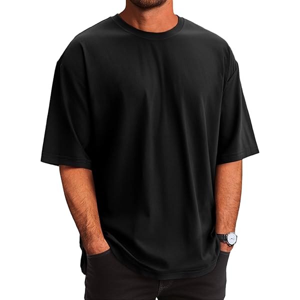 OSACOD Men's Oversized T-Shirts Cotton Tee Heavyweight